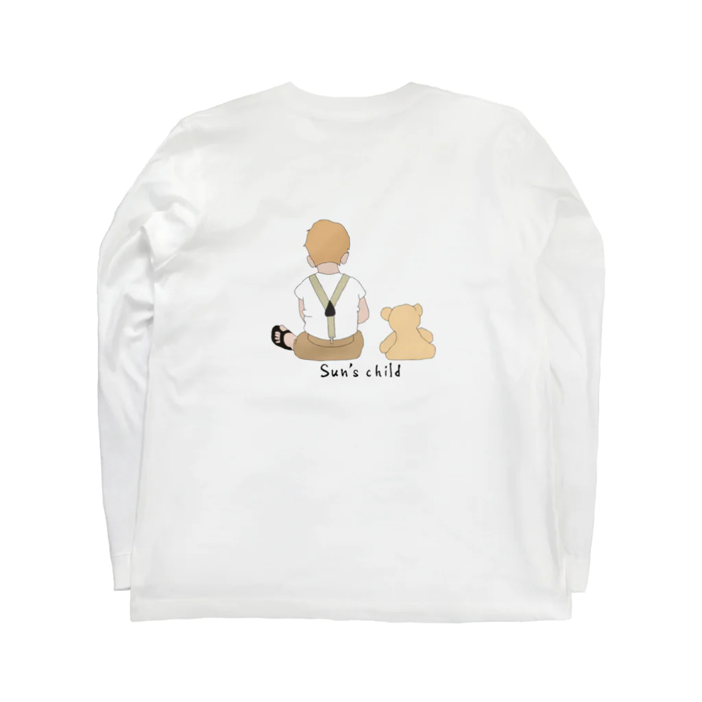 happy-comの後ろ姿の男の子と可愛らしい後ろ姿のクマ Long Sleeve T-Shirt :back