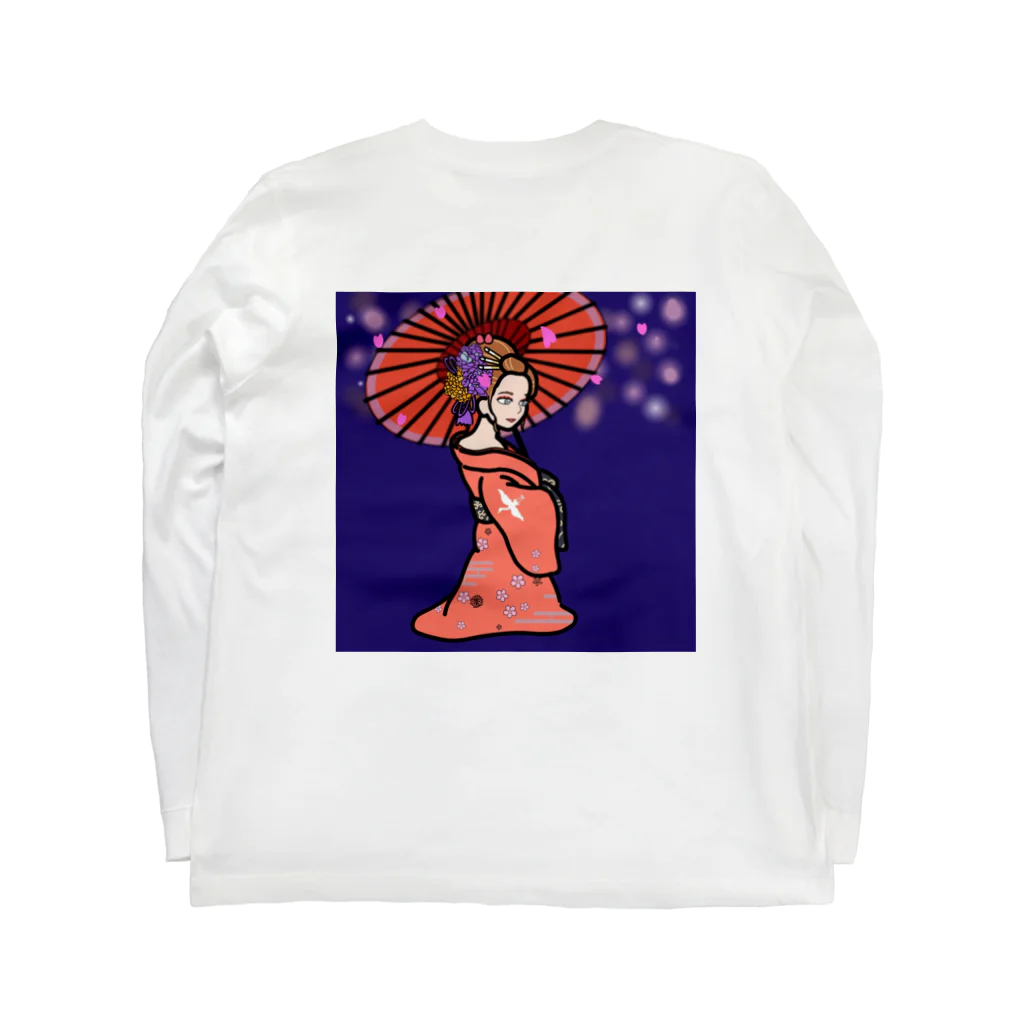 えんまくんの花魁ちゃん・桜 Long Sleeve T-Shirt :back