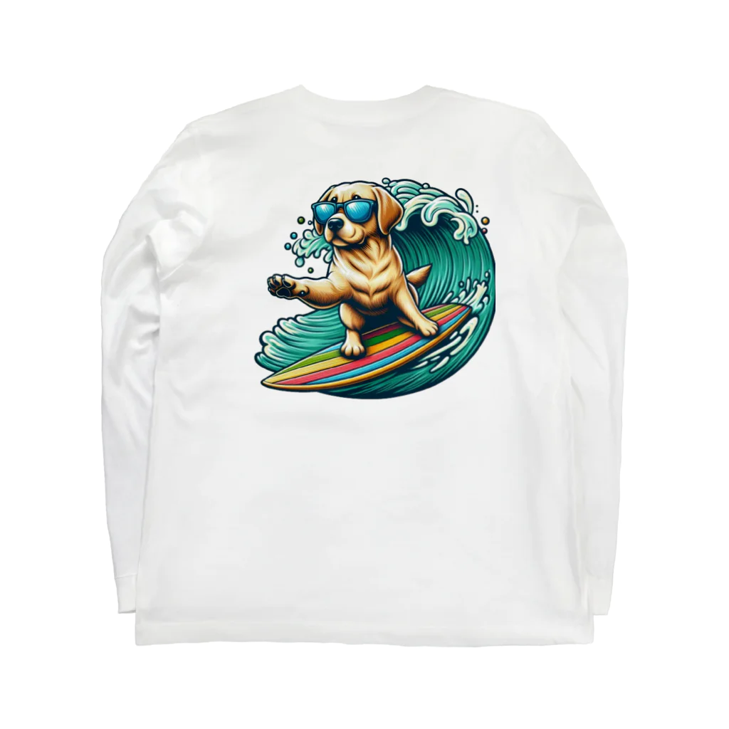 Surfing Dogの波乗りラブラドール Long Sleeve T-Shirt :back