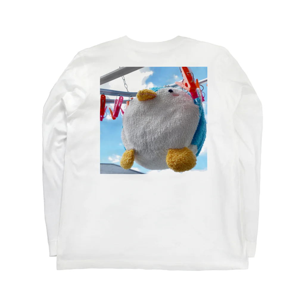 福井かほの干されてしまった 毛玉のペンギンぬいぐるみ Long Sleeve T-Shirt :back