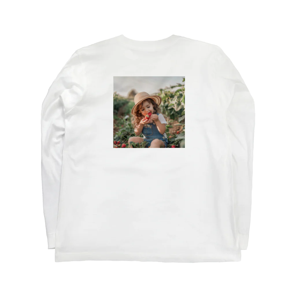 AQUAMETAVERSEの苺狩りで口にほうばんでいる女の子　ラフルール　1859 Long Sleeve T-Shirt :back