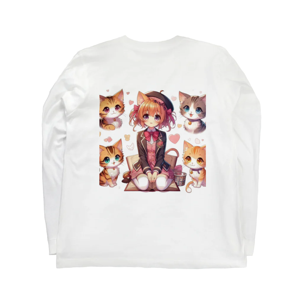 ウツボちゃんの大好きな猫に囲まれて Long Sleeve T-Shirt :back