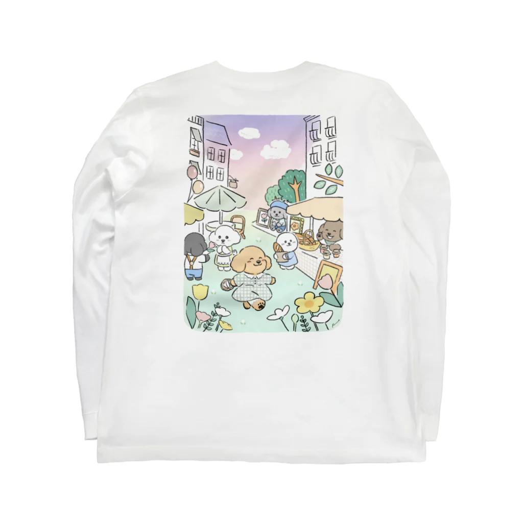 まるっこ犬マルシェのPoodle town ロングスリーブTシャツの裏面