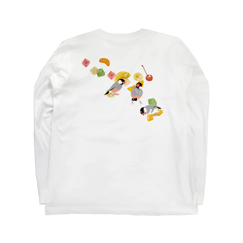 文鳥中心のみつ豆桜文鳥 Long Sleeve T-Shirt :back