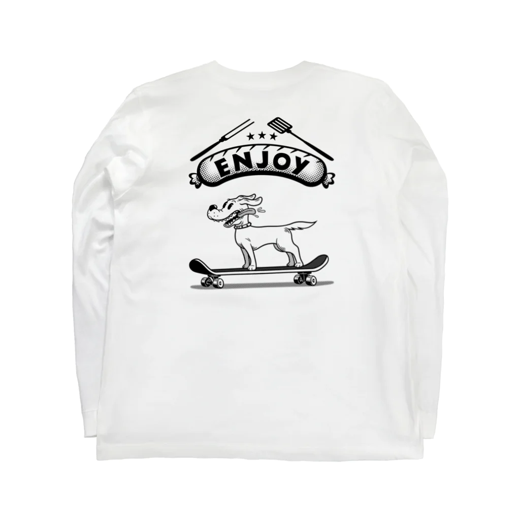 nidan-illustrationのhappy dog -ENJOY- (black ink) ロングスリーブTシャツの裏面