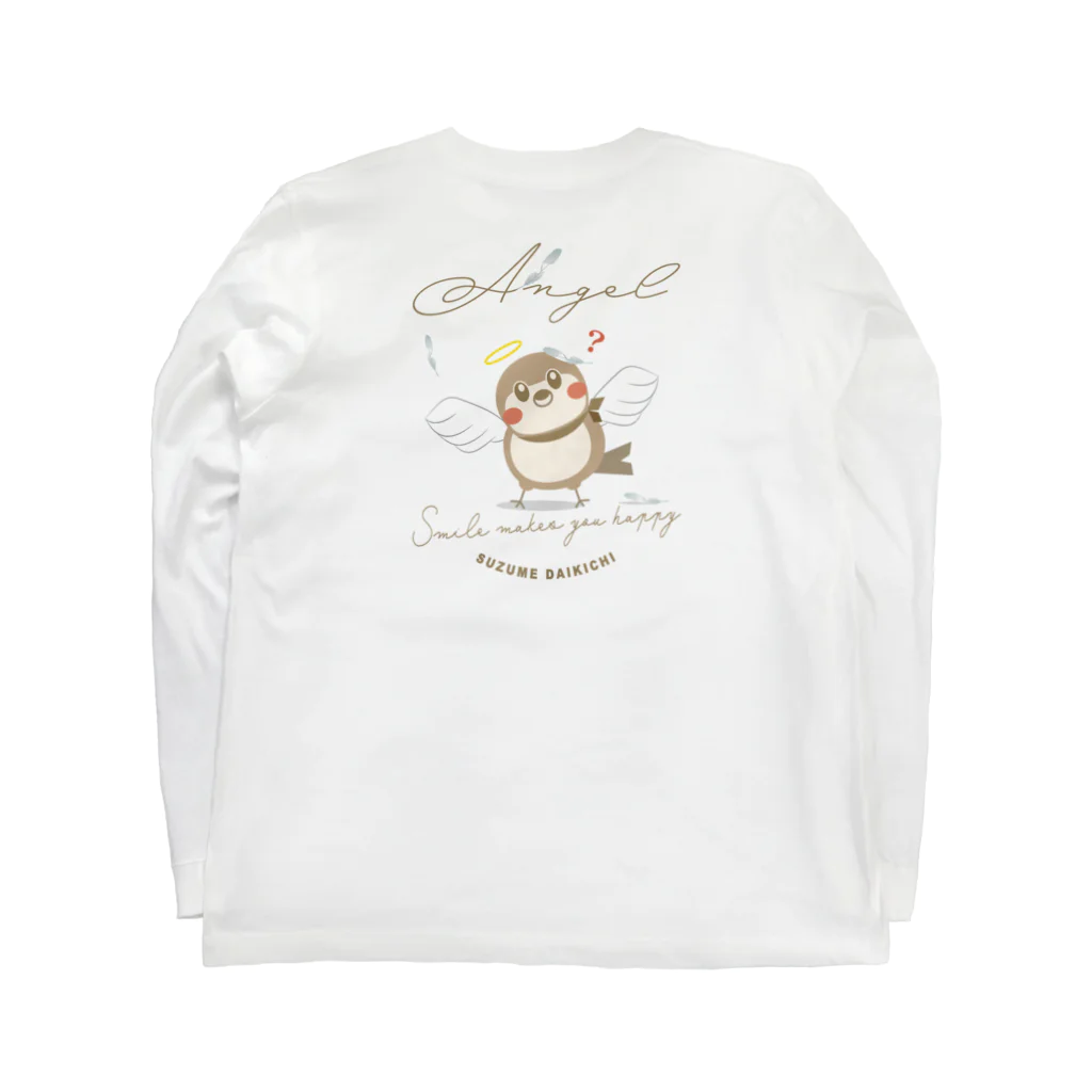 “すずめのおみせ” SUZURI店のAngelだいきち Long Sleeve T-Shirt :back