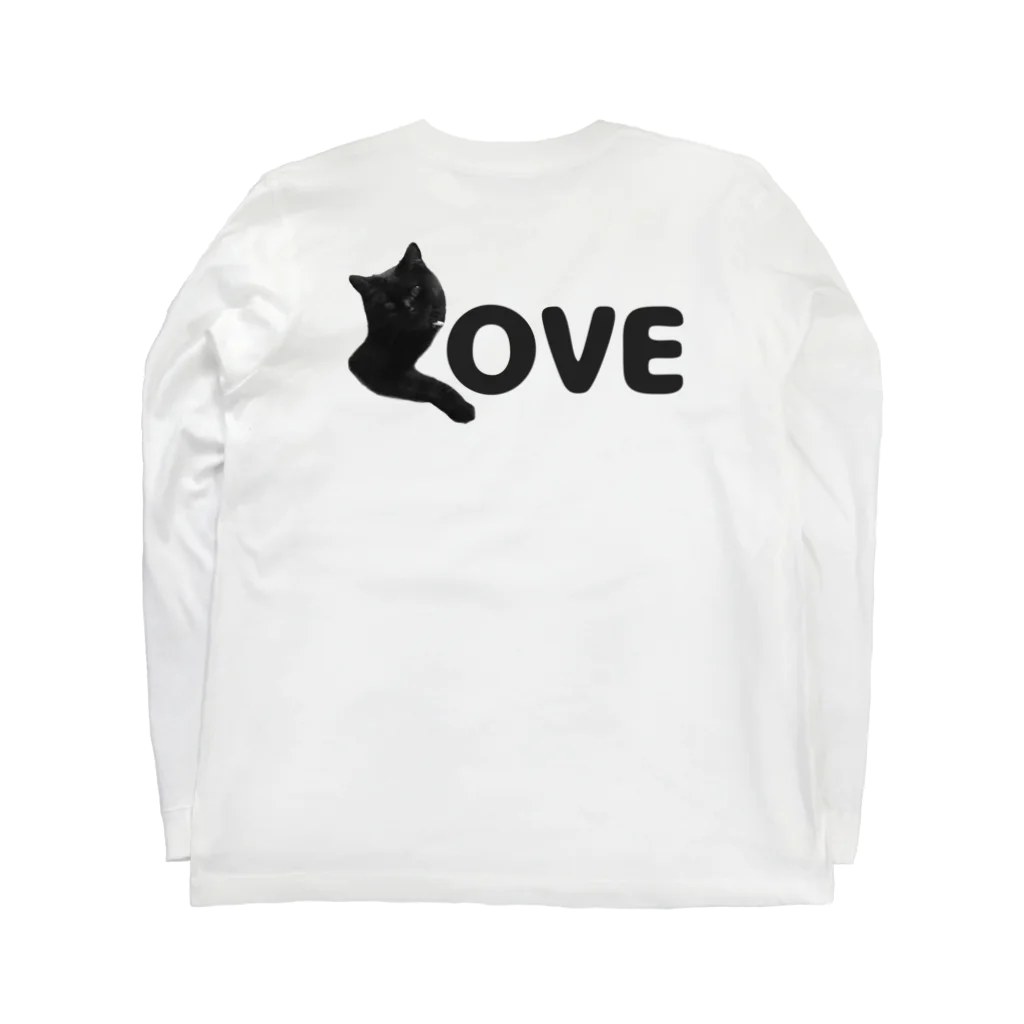 ちょこれーときゃっとの黒猫カカオたんの猫文字「LOVE」 Long Sleeve T-Shirt :back