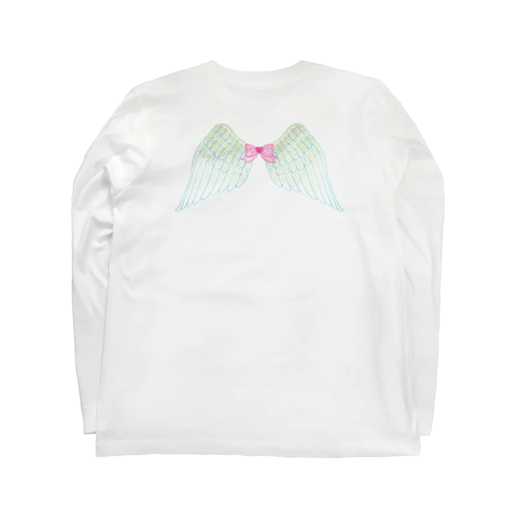 メルティカポエミュウのさくららにゃん(せなかに天使の羽) Long Sleeve T-Shirt :back