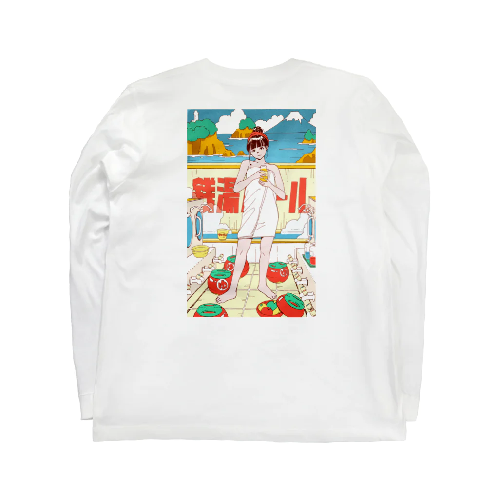 銭湯女子の銭湯ガール ロングTシャツ(バックプリント) Long Sleeve T-Shirt :back