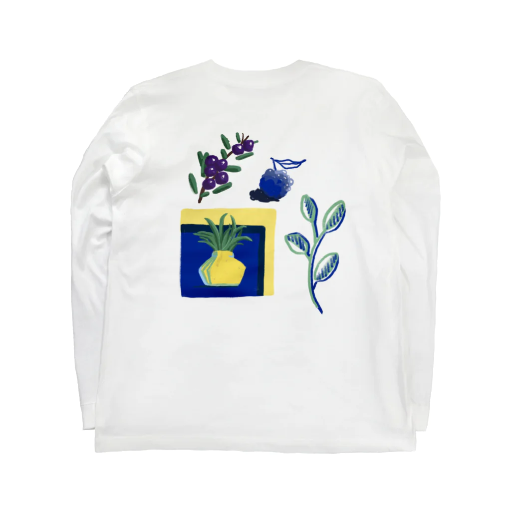 ヤングコーン市場のクレヨン風植物1　両面印刷 Long Sleeve T-Shirt :back