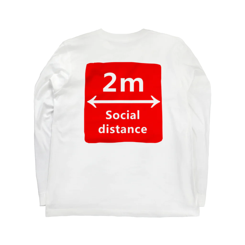 Hirahiraの  Social distance ロングスリーブTシャツの裏面