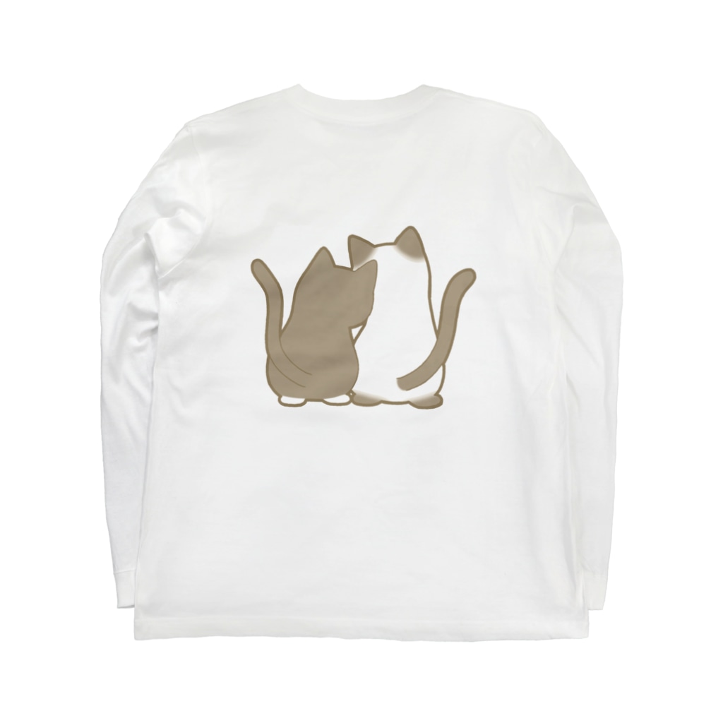 かわいいもののおみせ　いそぎんちゃくの表裏印刷　仲良し猫　白黒ハチワレ&ポインテッド Long Sleeve T-Shirt :back