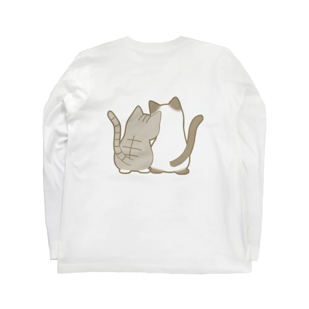 かわいいもののおみせ　いそぎんちゃくの表裏印刷　仲良し猫　サバ白&ポインテッド Long Sleeve T-Shirt :back