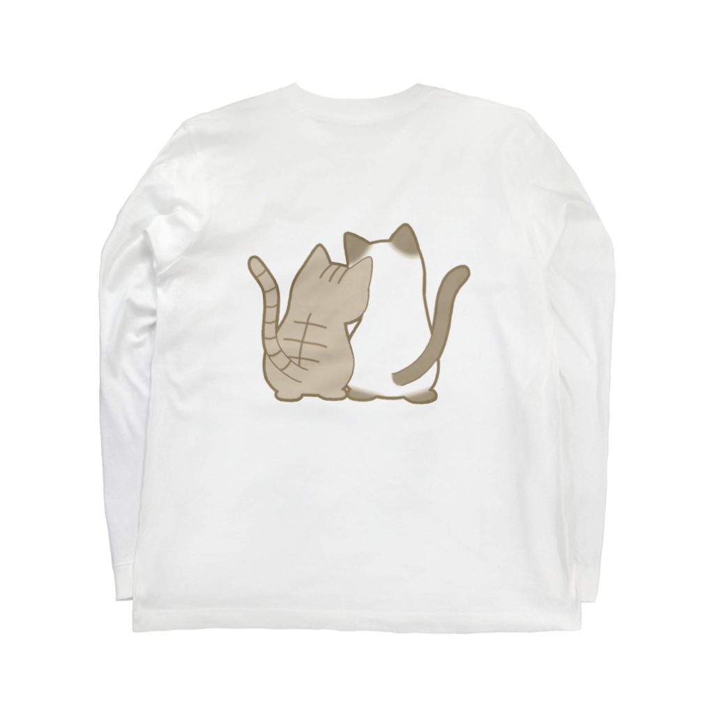 かわいいもののおみせ　いそぎんちゃくの表裏印刷　仲良し猫　キジトラ&ポインテッド Long Sleeve T-Shirt :back