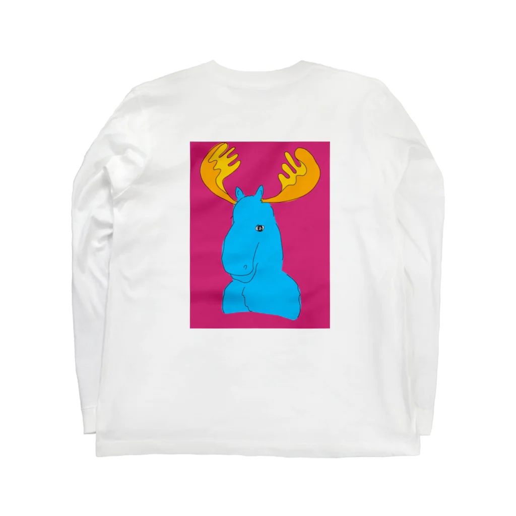 Santa inthetentのヘラジカ Long Sleeve T-Shirt :back