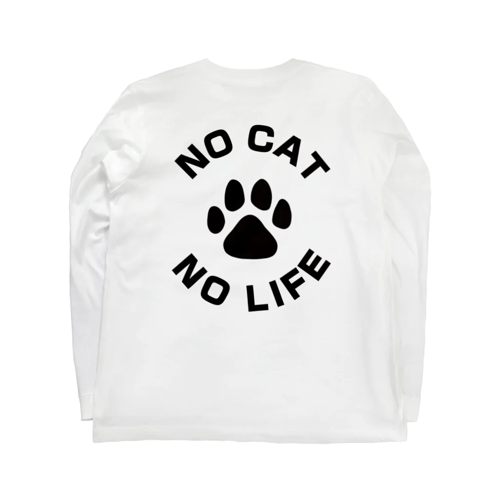 アトリエかののNO CAT NO LIFE 肉球 黒 バックプリント ロングスリーブTシャツの裏面