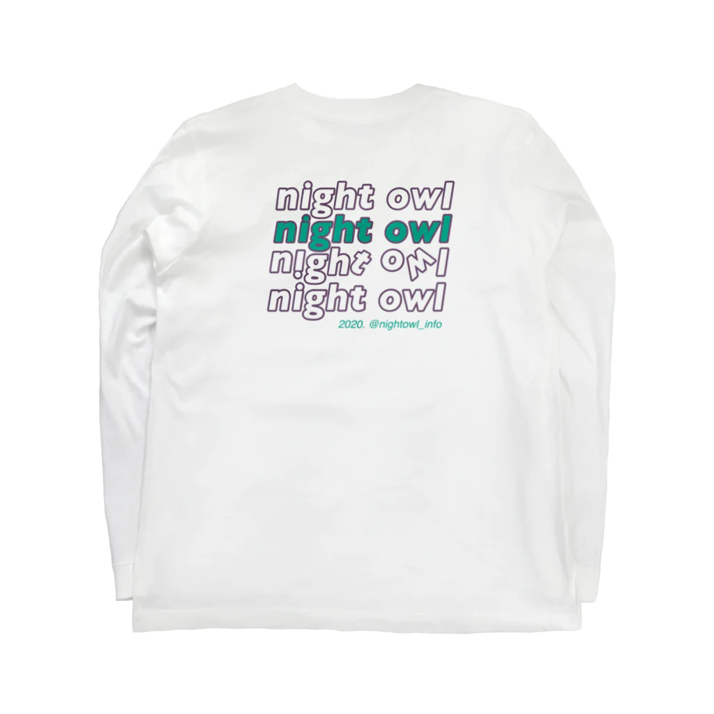 night owlのpop tee (purple & green) Long Sleeve T-Shirt :back