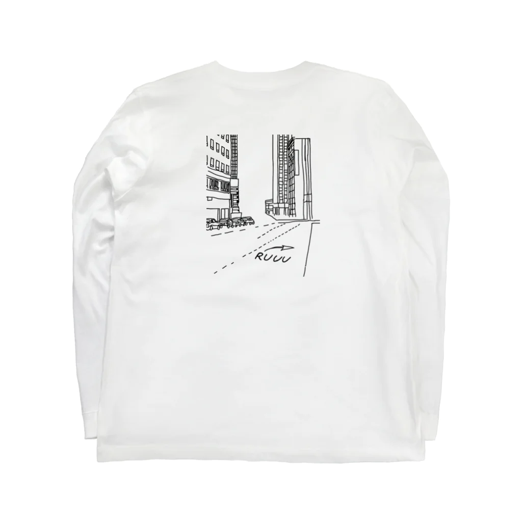 RUUUのRUUU Tロング3 white Long Sleeve T-Shirt :back