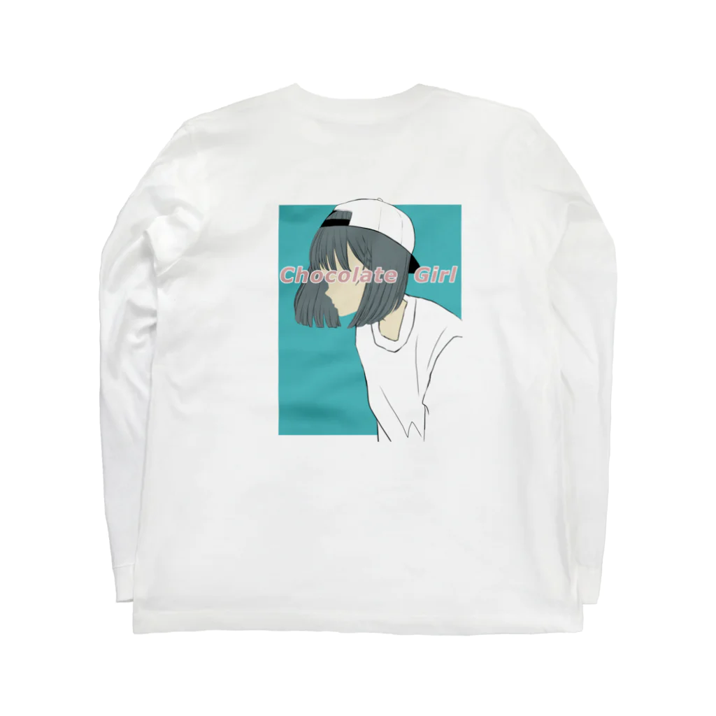 ℂ𝕙𝕠𝕔𝕠𝕝𝕒𝕥𝕖 𝔾𝕚𝕣𝕝のだぼT Long Sleeve T-Shirt :back