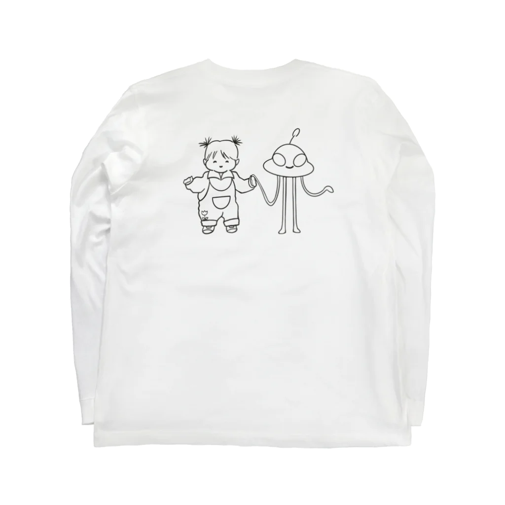 piggyのUFOと女の子 Long Sleeve T-Shirt :back