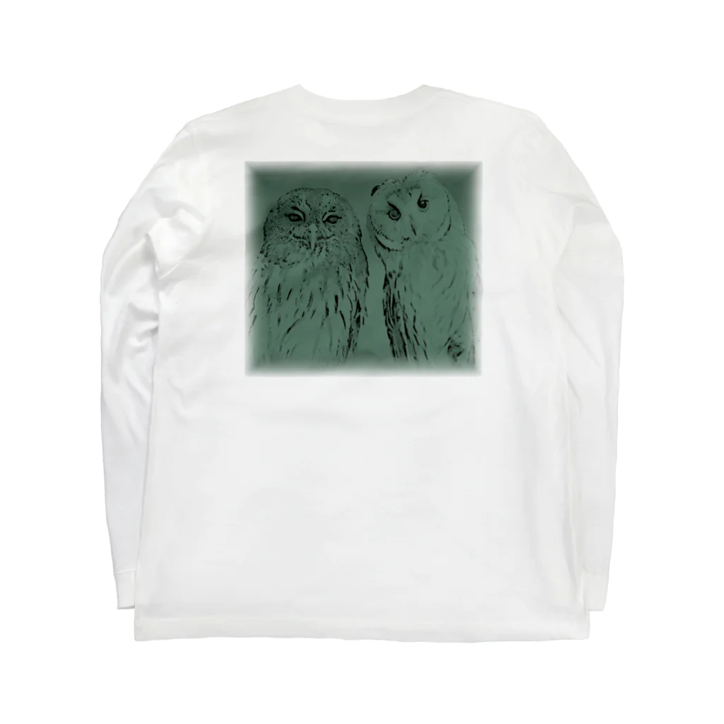 アニマルカフェ　The zoo &猛禽屋中部のナンベイヒナフクロウ&トラフズク Long Sleeve T-Shirt :back