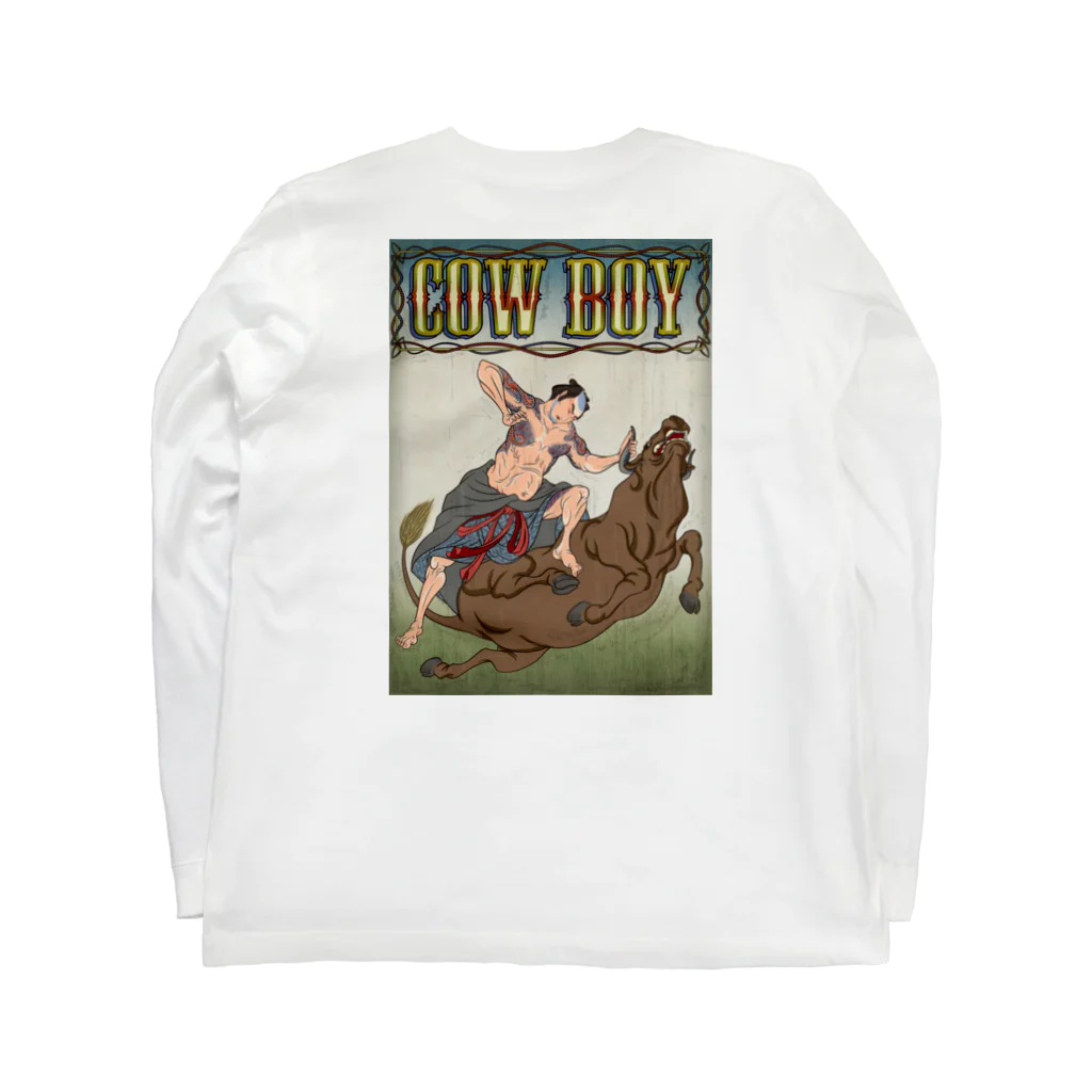 nidan-illustrationの"cow boy"(武者絵) #2 ロングスリーブTシャツの裏面