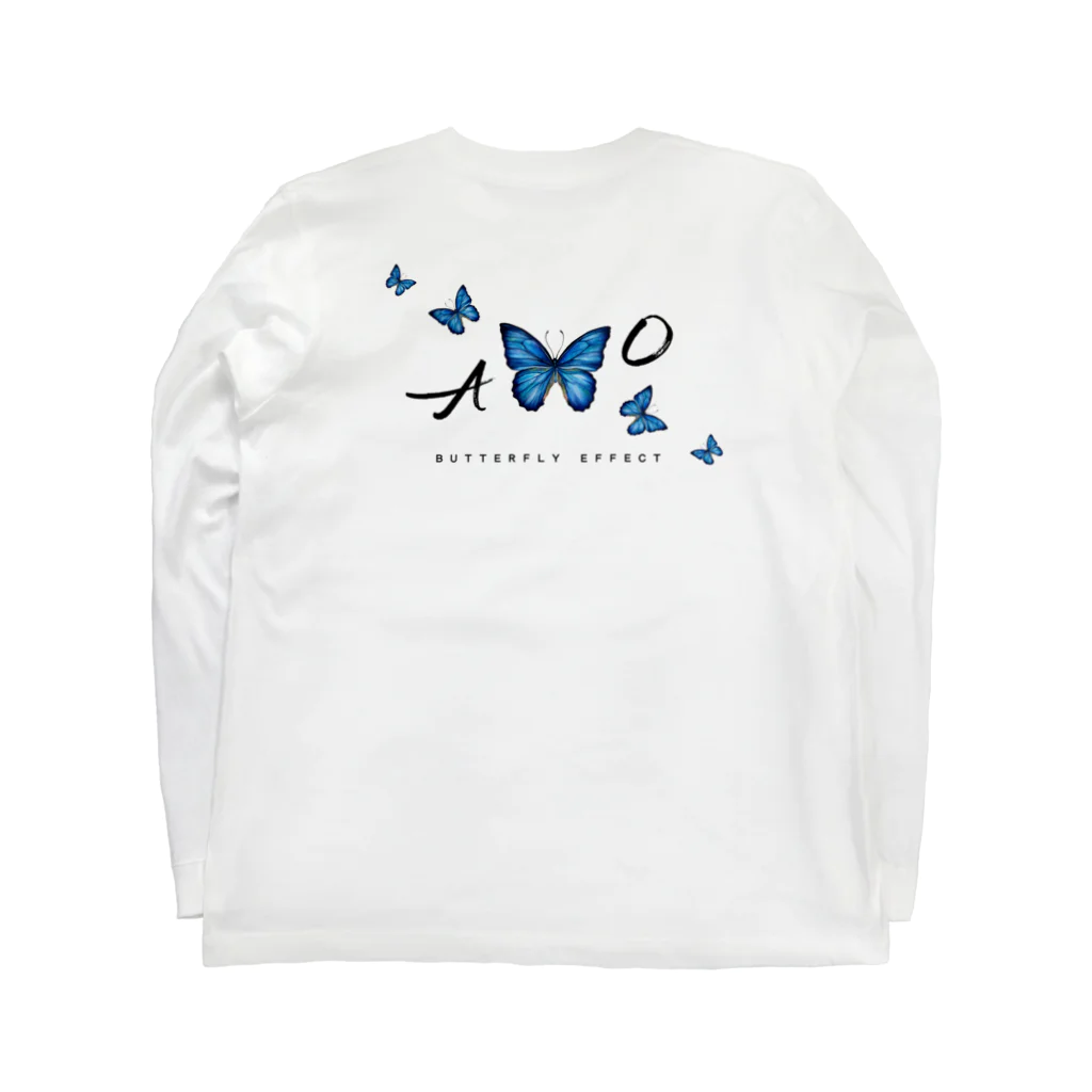 idumi-artの青い蝶　BUTTERFLY  EFFECT Long Sleeve T-Shirt :back