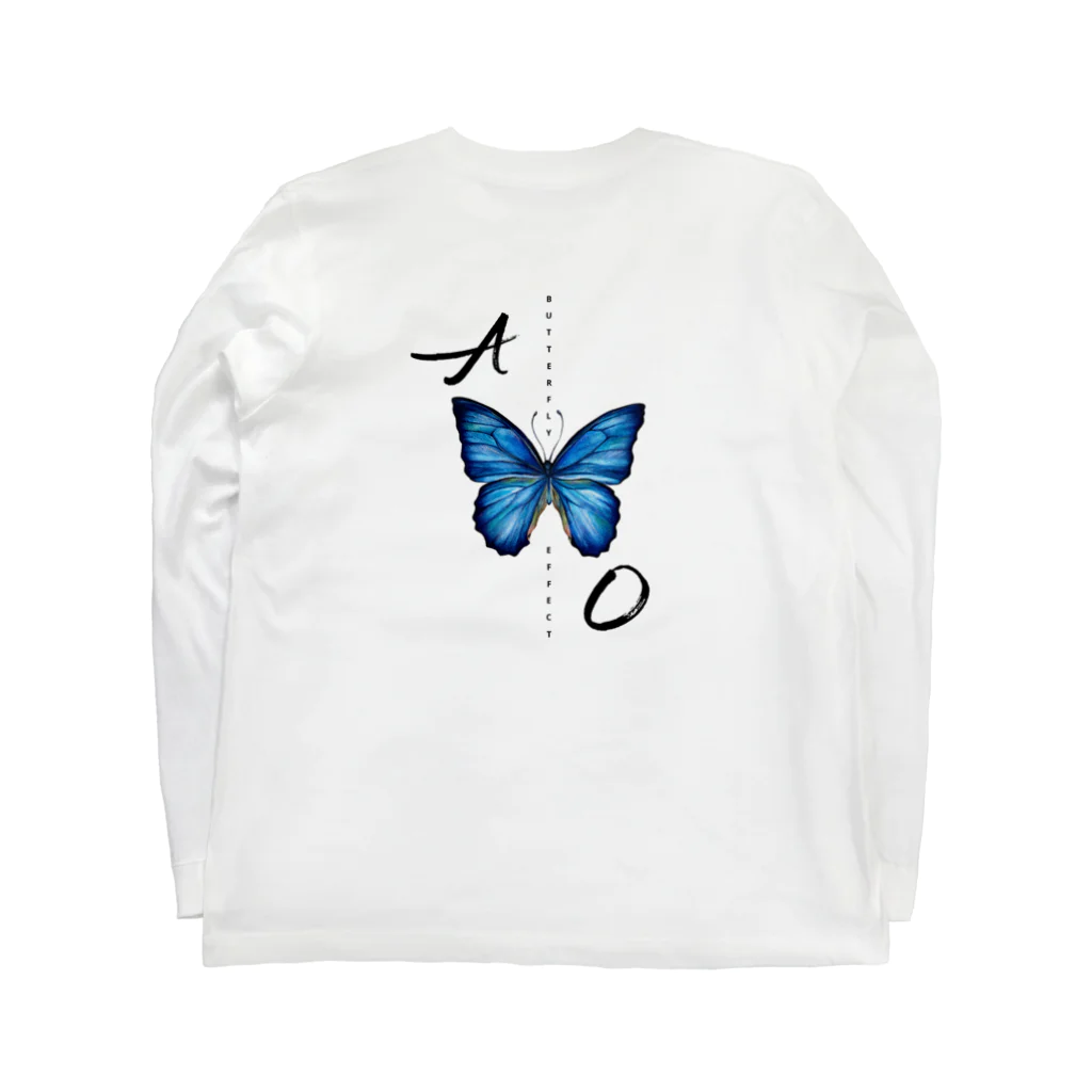 idumi-artの青い蝶　BUTTERFLY  EFFECT Long Sleeve T-Shirt :back