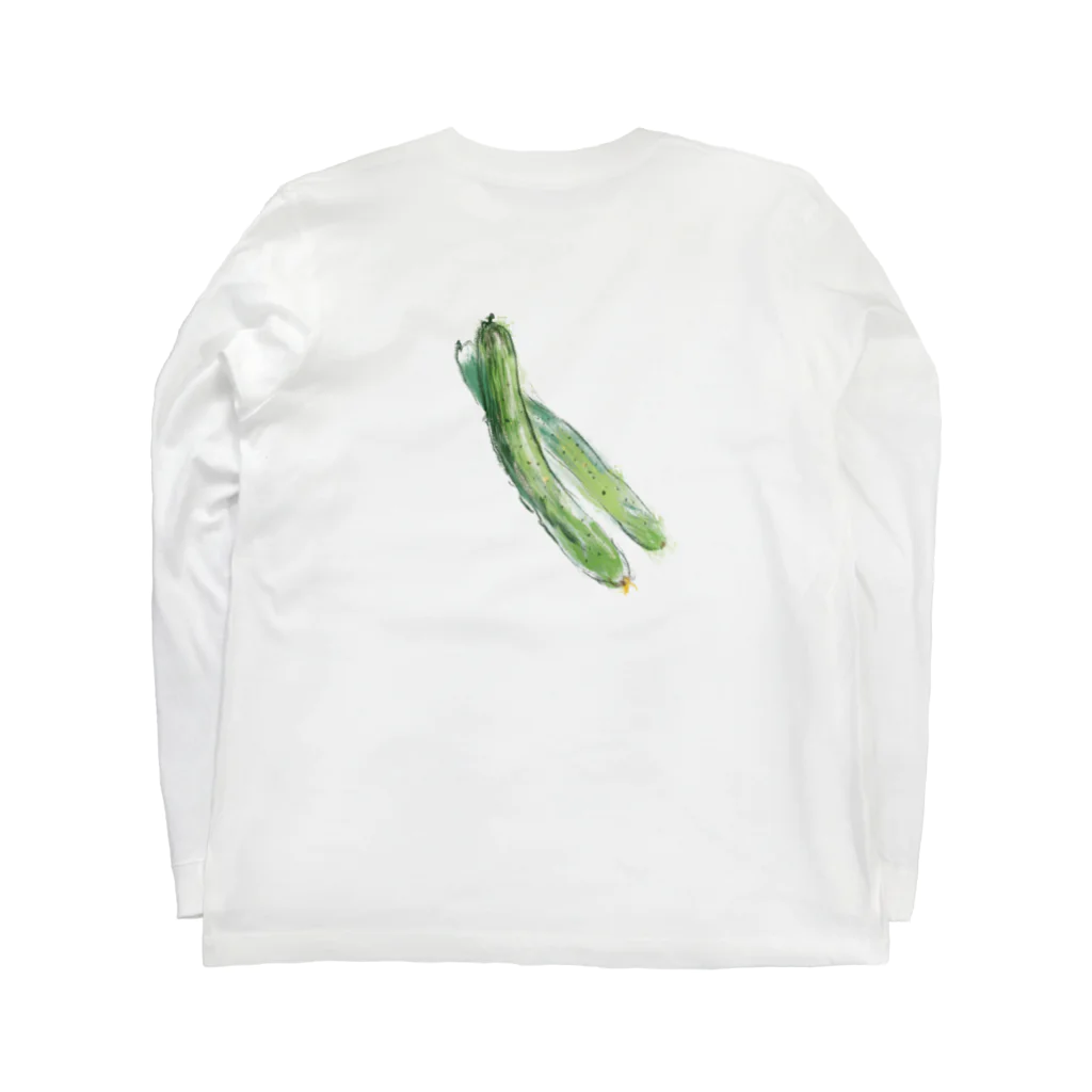 akane_art（茜音工房）のベジタブルT（キュウリ） Long Sleeve T-Shirt :back
