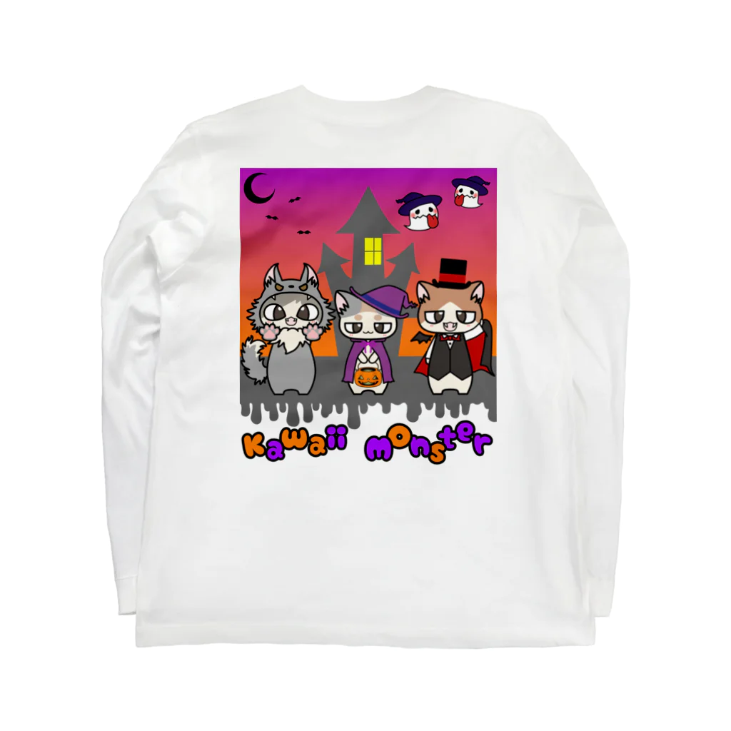 ねことおひるねのカラー【腕なし】はろうぃん Long Sleeve T-Shirt :back