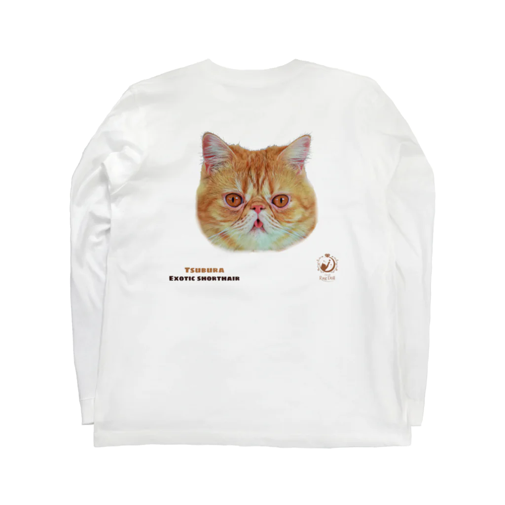猫カフェラグドール（大阪難波）の中辛つぶたろう🥯 ロングスリーブTシャツの裏面