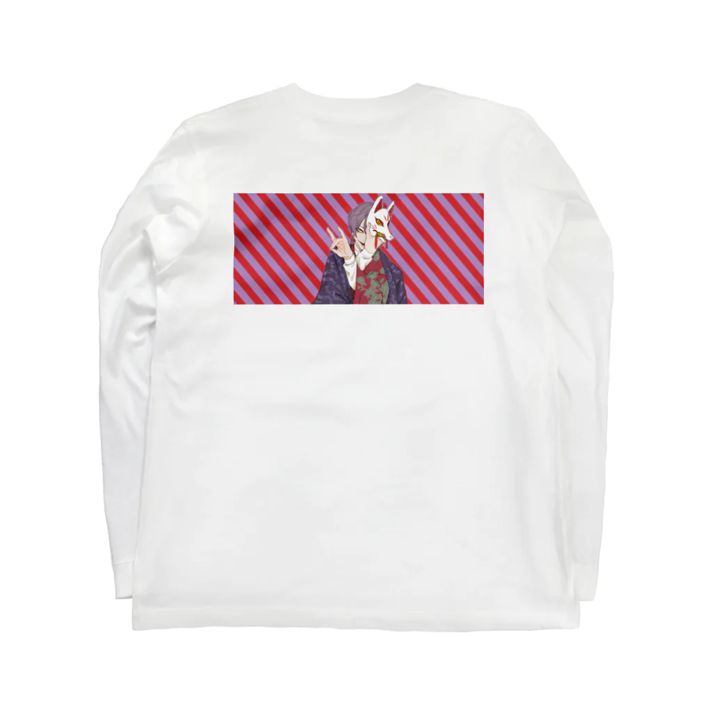 奇妙な倉庫 骨狩工房の狐顔 Long Sleeve T-Shirt :back