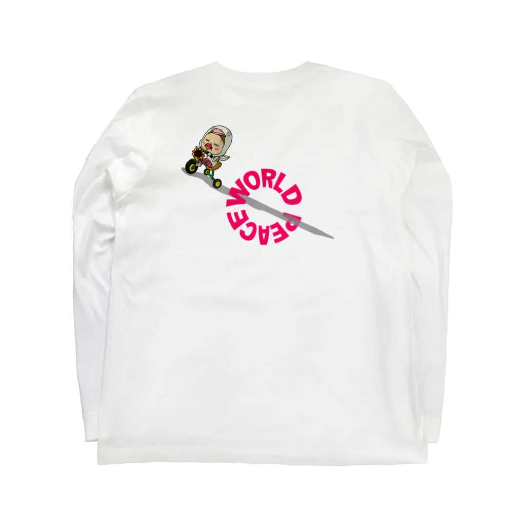 Siderunの館 B2の【バックプリント】世界平和だよ！さげみちゃん（円形文字） Long Sleeve T-Shirt :back