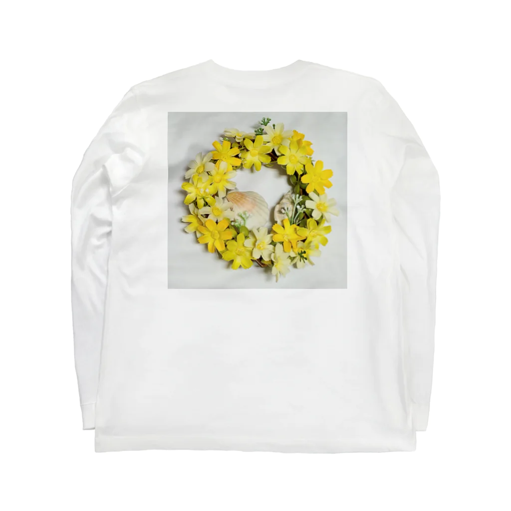 さとみ工房の大人のお花リースプリント　シンプル長袖Tシャツ Long Sleeve T-Shirt :back