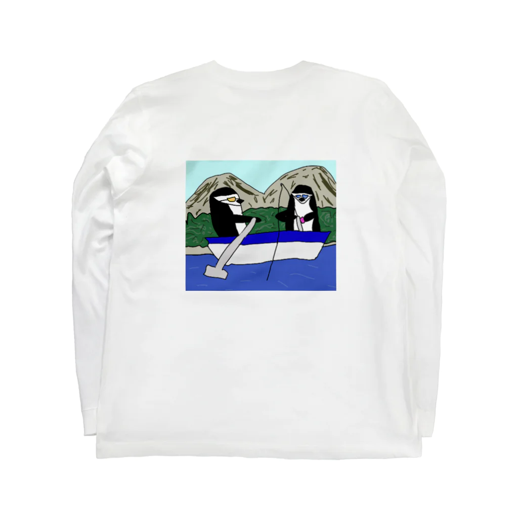 ゆしペンギンですわのまぁまぁでかいボート釣りペンギンズ Long Sleeve T-Shirt :back