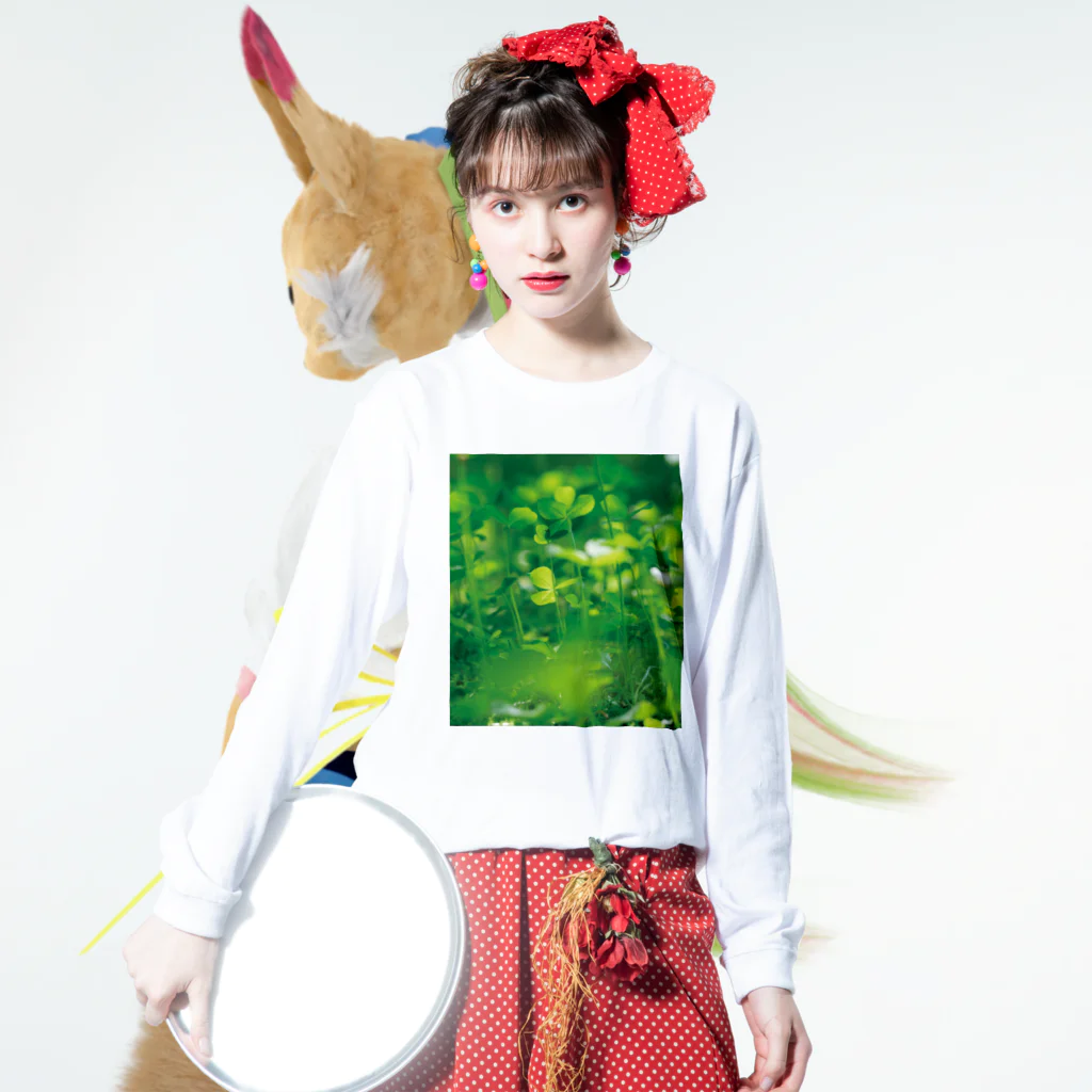 akane_art（茜音工房）の癒しの風景（クローバー） Long Sleeve T-Shirt :model wear (front)