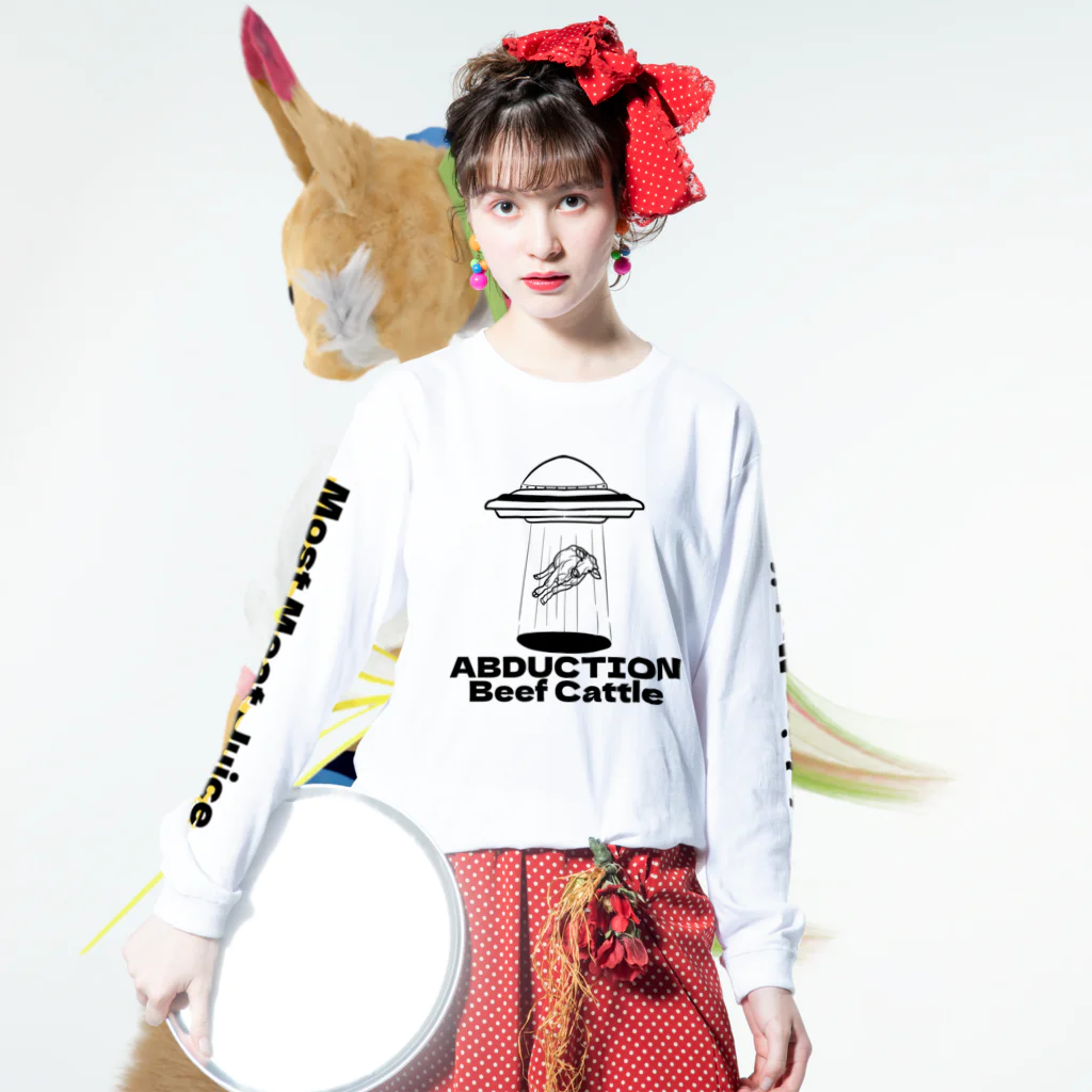 富田安洋　怪談のABDUCTION　DONADONA Long Sleeve T-Shirt :model wear (front)