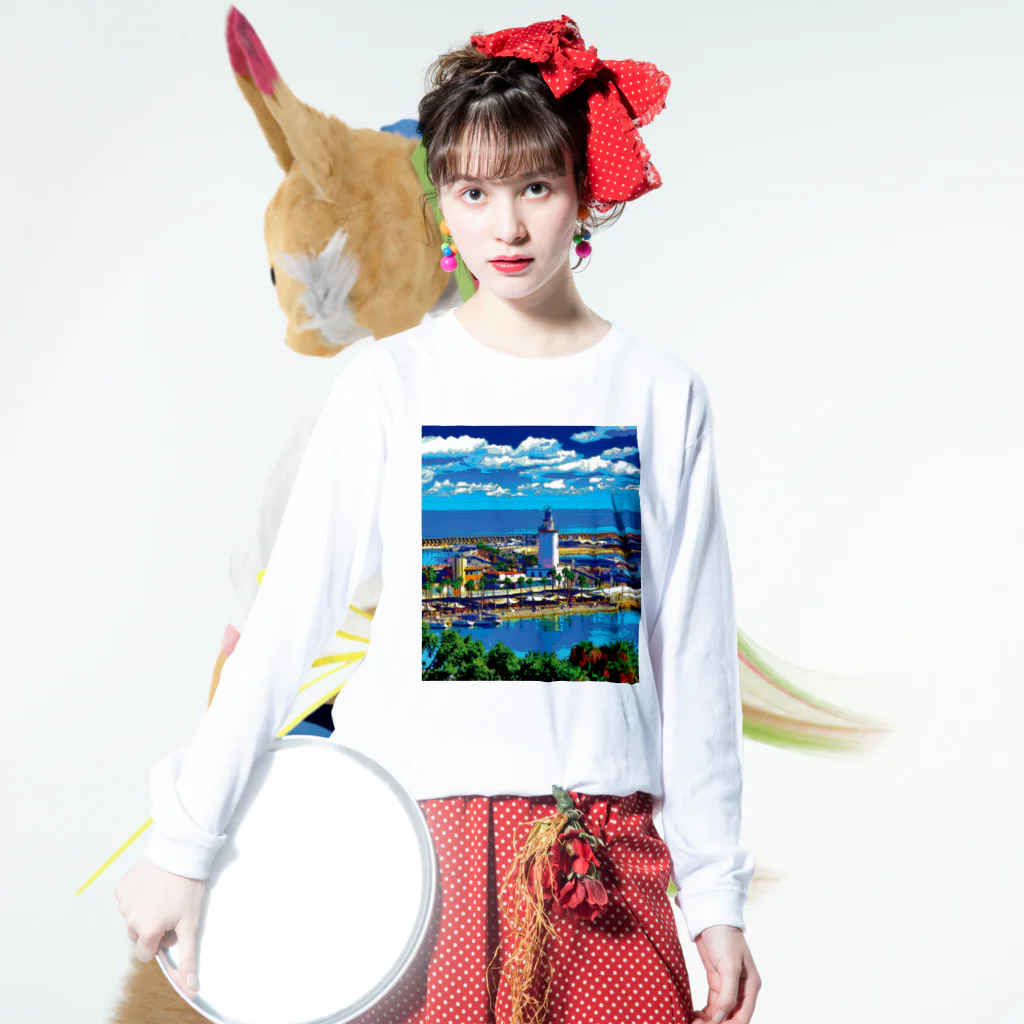 GALLERY misutawoのスペイン マラガの灯台 Long Sleeve T-Shirt :model wear (front)