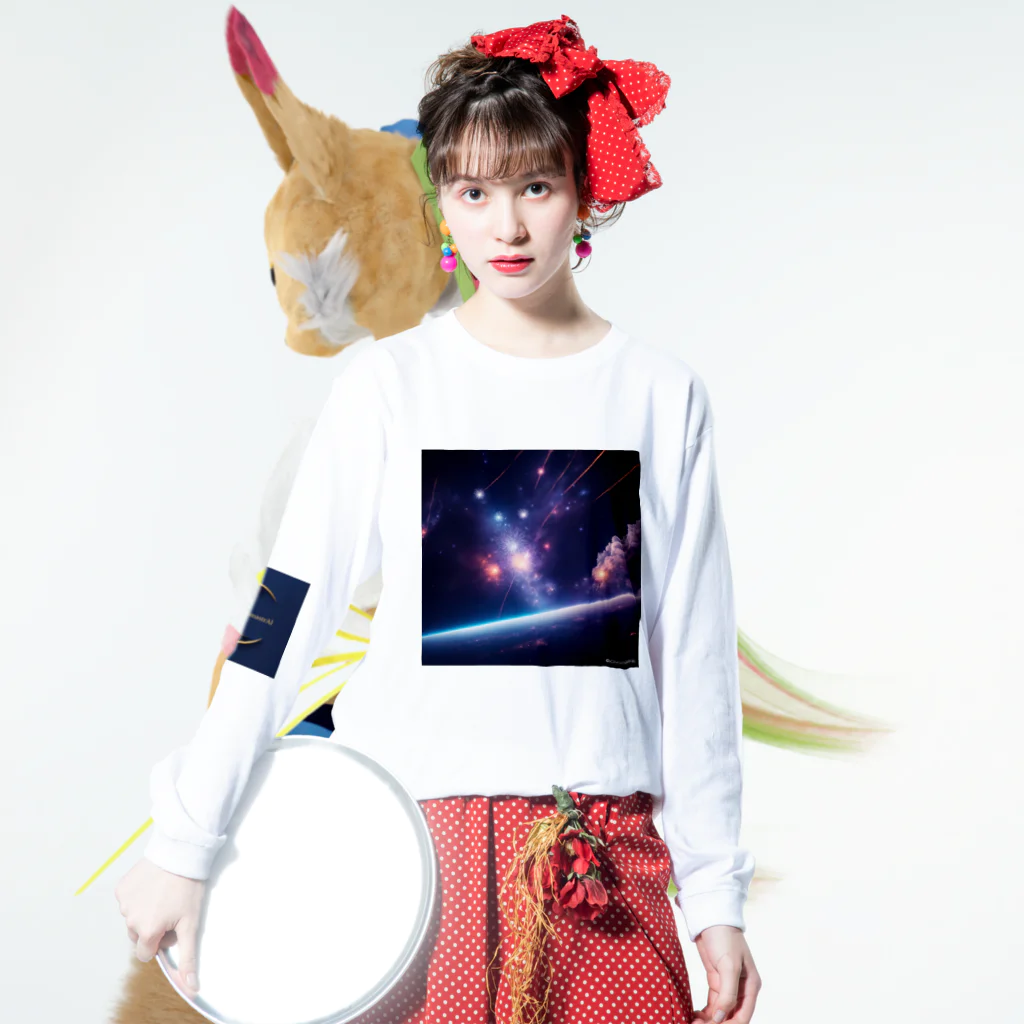 ChromastrAlのStellar Burst ー Dive into the Cosmos like Never Before! Long Sleeve T-Shirt :model wear (front)