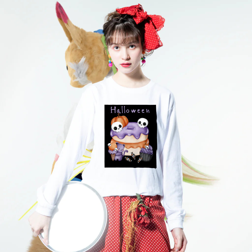 せきまるのハロウィンスイーツ Long Sleeve T-Shirt :model wear (front)