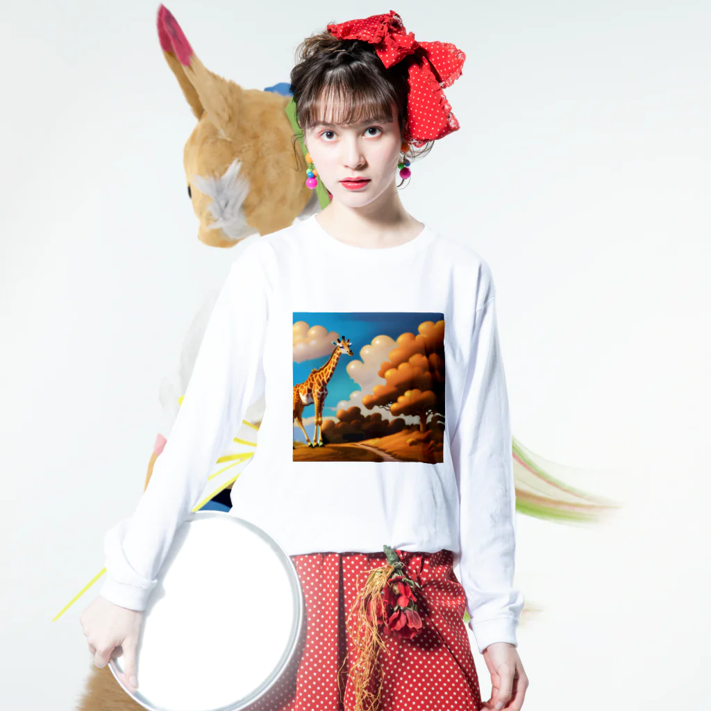 akazukinosiroの美しいキリン Long Sleeve T-Shirt :model wear (front)