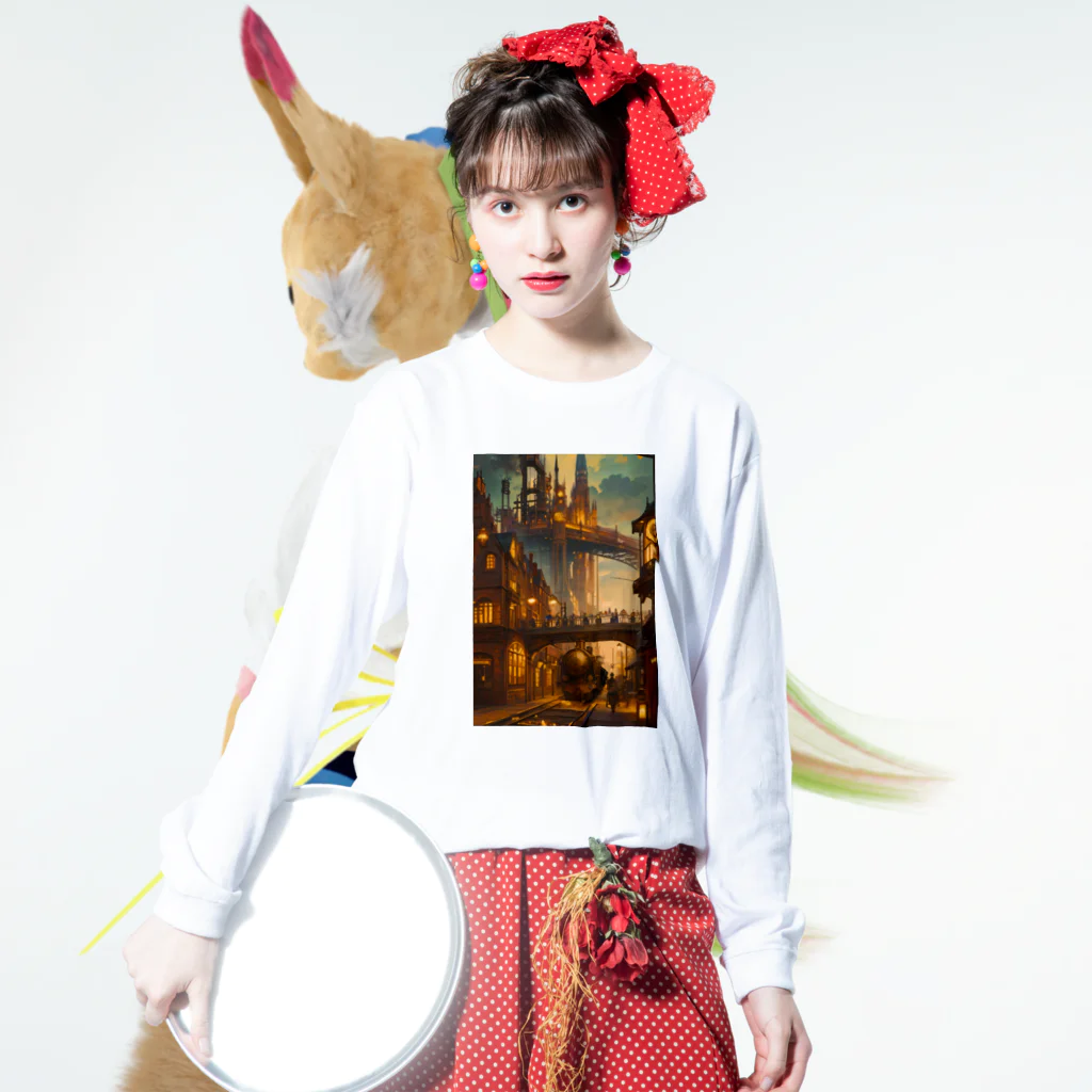 卯月なのかのSteampunk Journey　〜ノスタルジア溢れる蒸気機関の世界の旅〜　No.1「Steampunk Journey」 Long Sleeve T-Shirt :model wear (front)