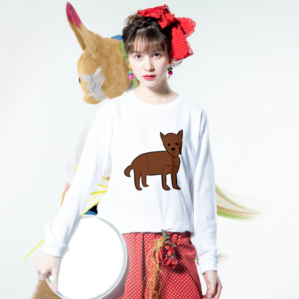 Lilyの琉球犬 ヒロ Long Sleeve T-Shirt :model wear (front)