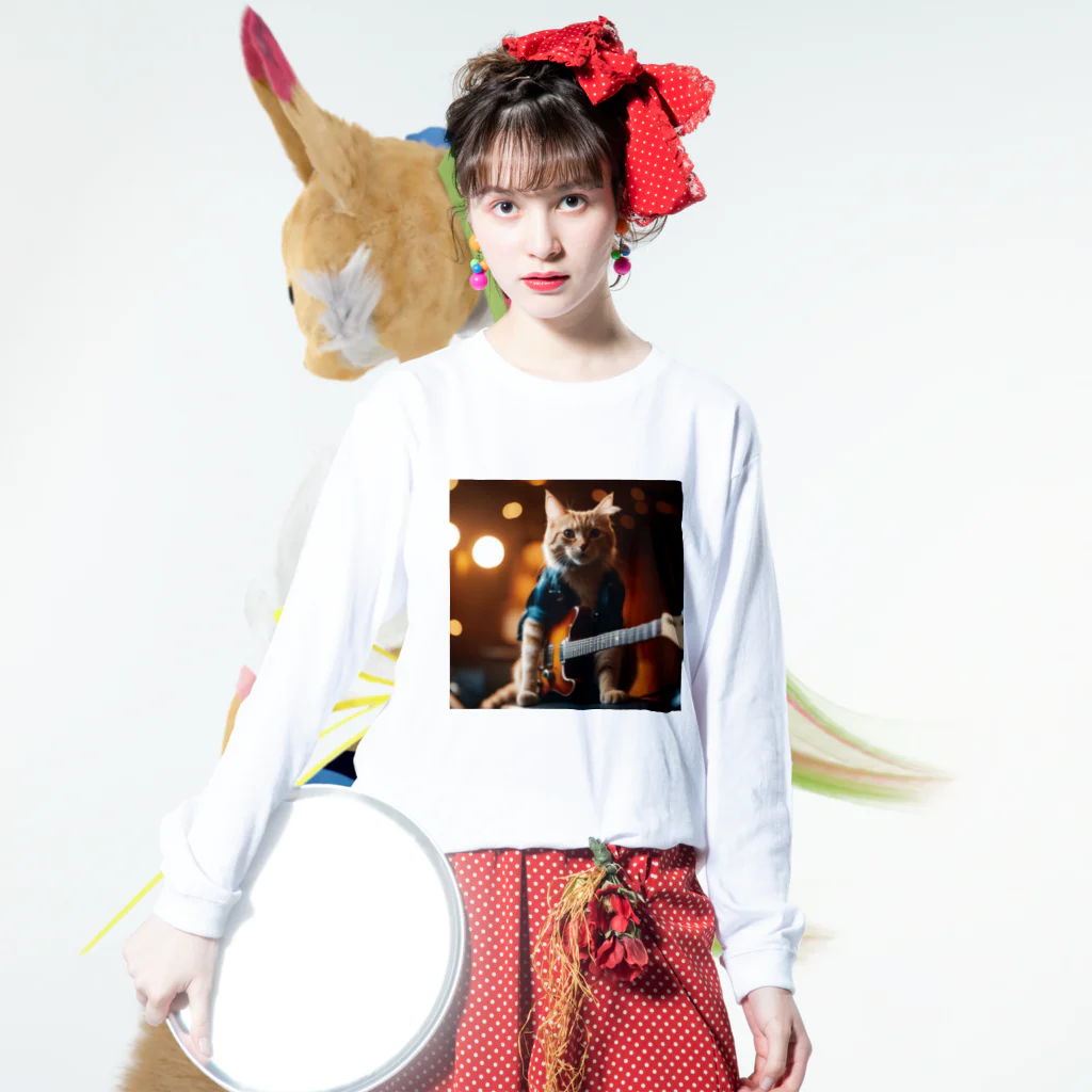 kawaii_catのKawaii Rock Cat Long Sleeve T-Shirt :model wear (front)