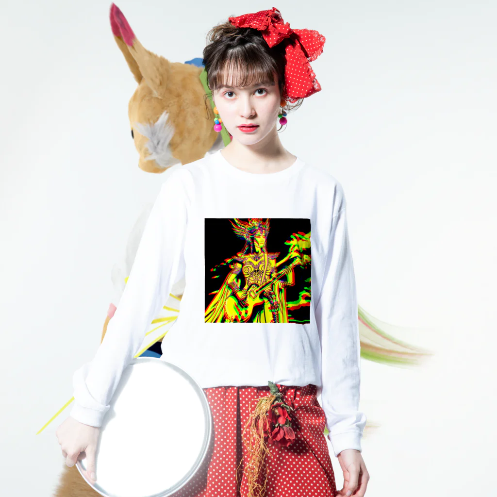 moon_takuanの神功皇后とロック「Empress Jingu and Rock」 ロングスリーブTシャツの着用イメージ(表面)