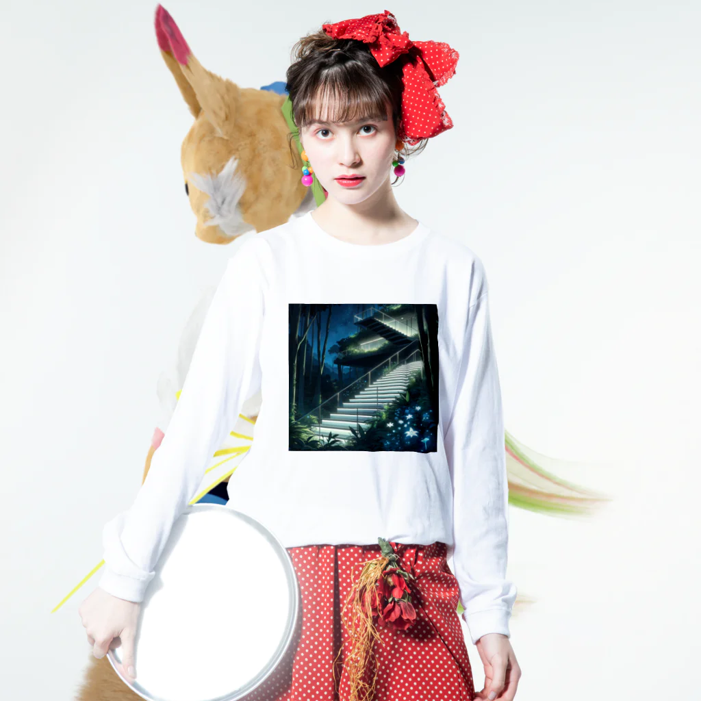 Irregular is beautifulのA Nighttime Journey through the Enchanted Forest Long Sleeve T-Shirt :model wear (front)