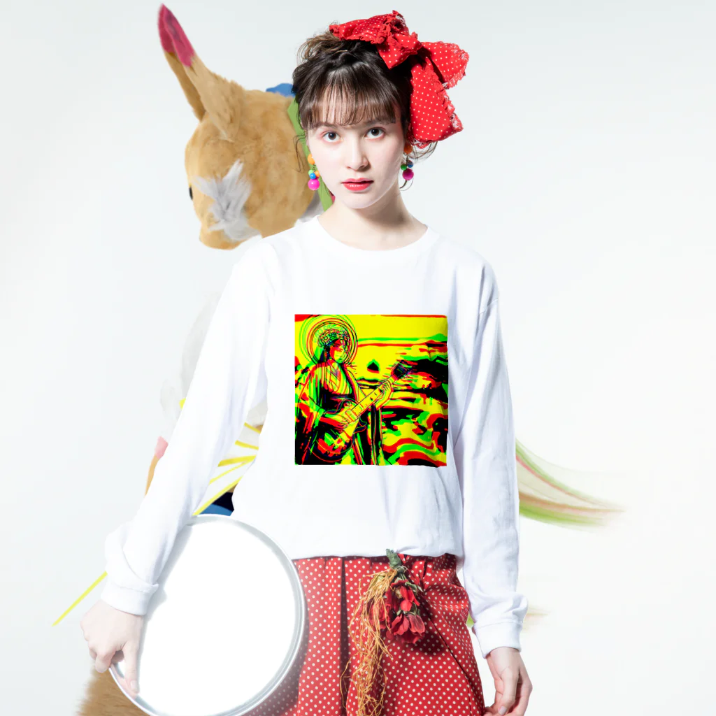 moon_takuanの瀬織津姫とロック「Seoritsuhime and Rock」 Long Sleeve T-Shirt :model wear (front)