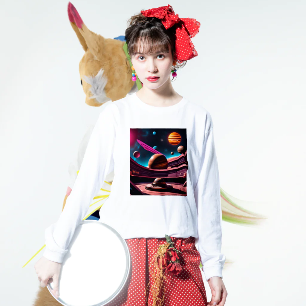 LUF_jpsのExploring the Solar System Long Sleeve T-Shirt :model wear (front)