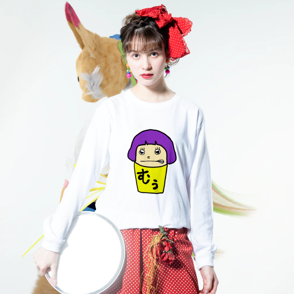 sooomaxの四角いちゃん(怒) Long Sleeve T-Shirt :model wear (front)