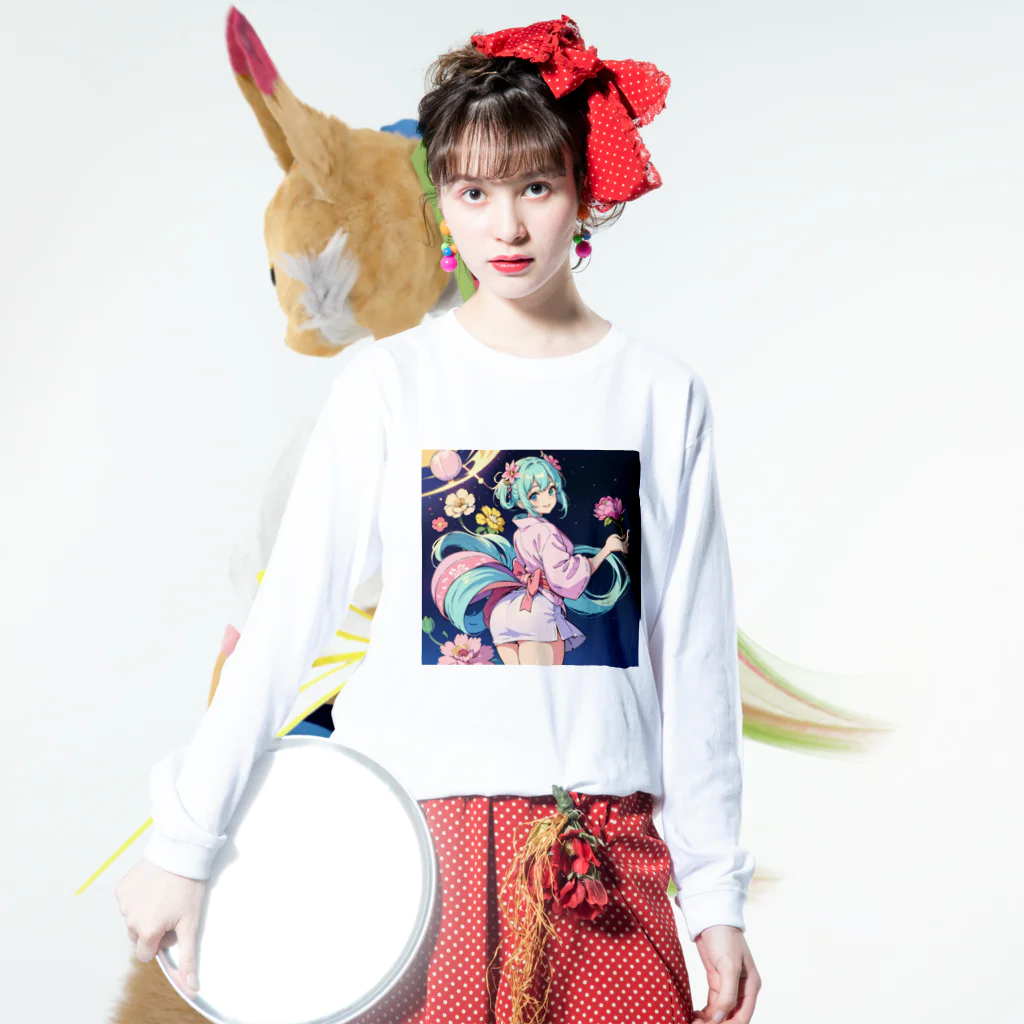 yozoraniyumeoの魔法浴衣少女 Long Sleeve T-Shirt :model wear (front)